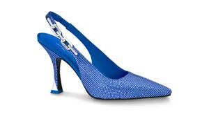 NEW Louis Vuitton Blue Crystal Sparkle Sling Back Chain Link Heel Pointed Toe 39